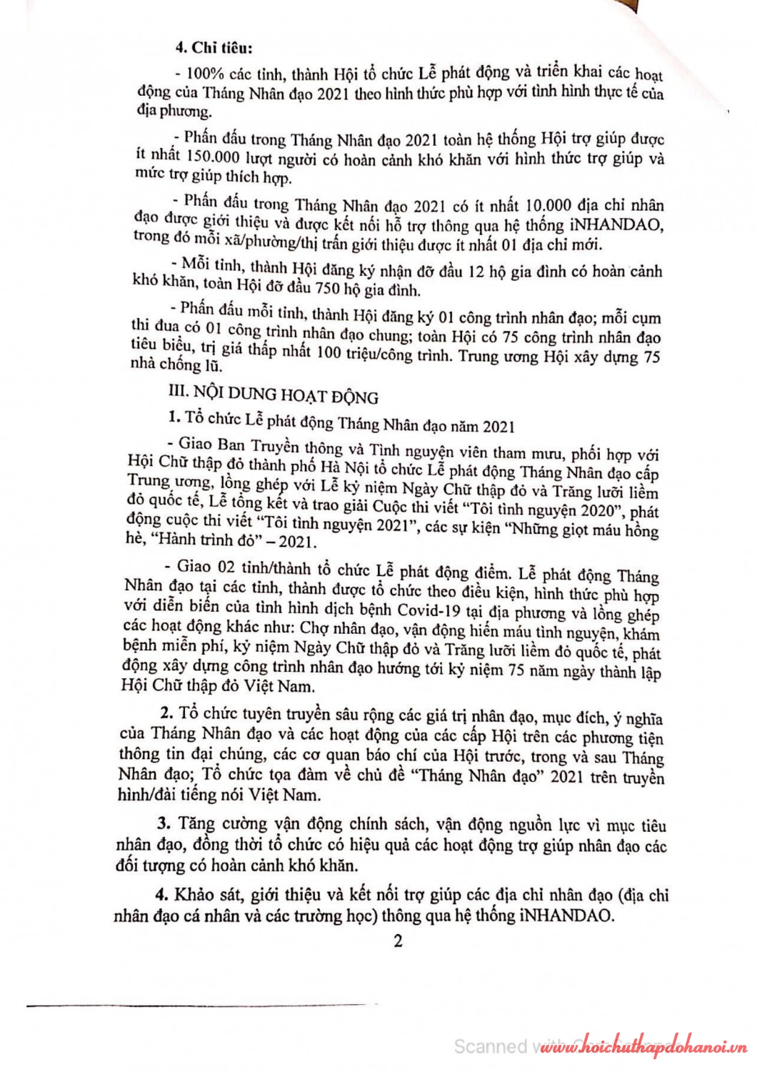 KH tháng nhân đạo 2